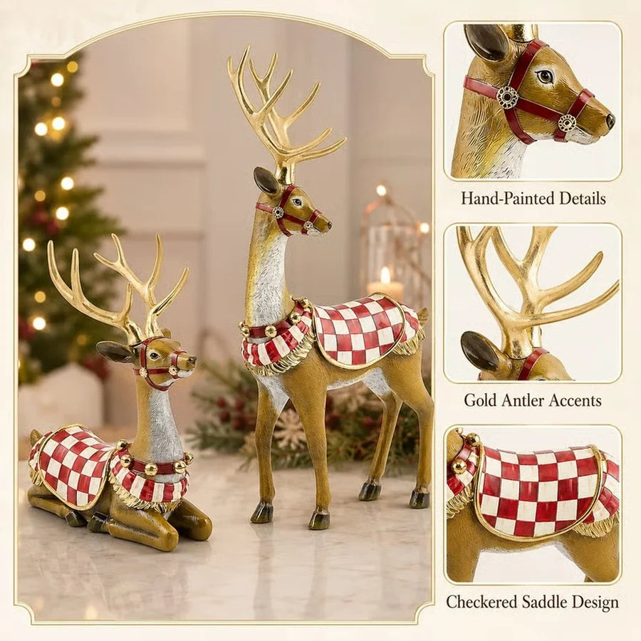 Close-up craftsmanship details of Christmas saddle deer