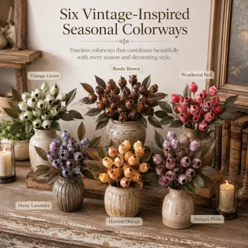 Six vintage faux seed pod color options