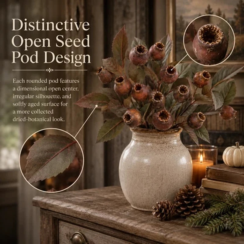 Close-up of open faux seed pod design