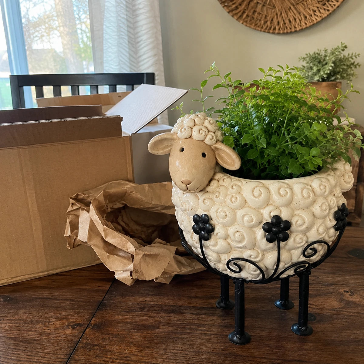Sample review image showing sheep planter after unboxing