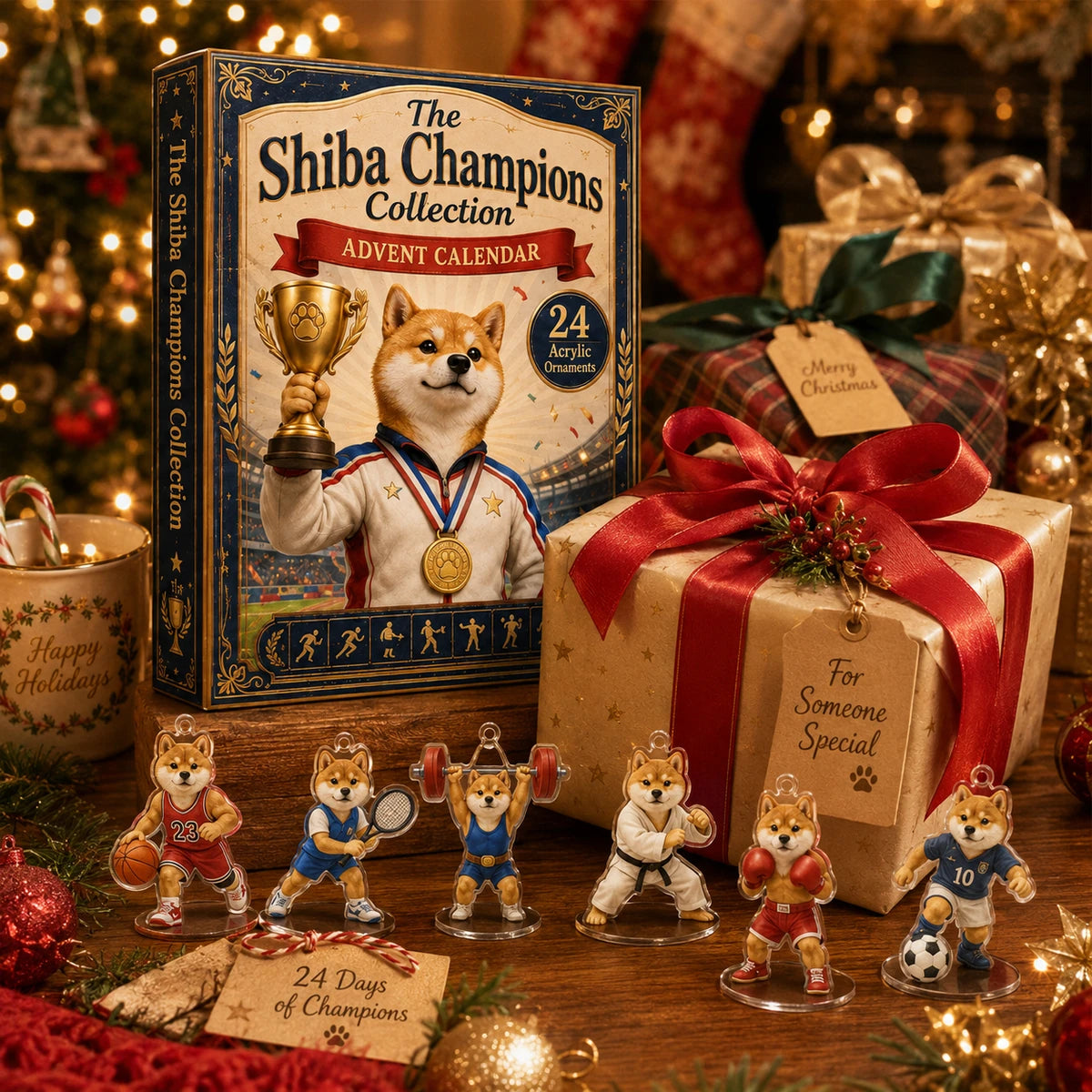 Shiba Champions Advent Calendar gift scene with wrapped present