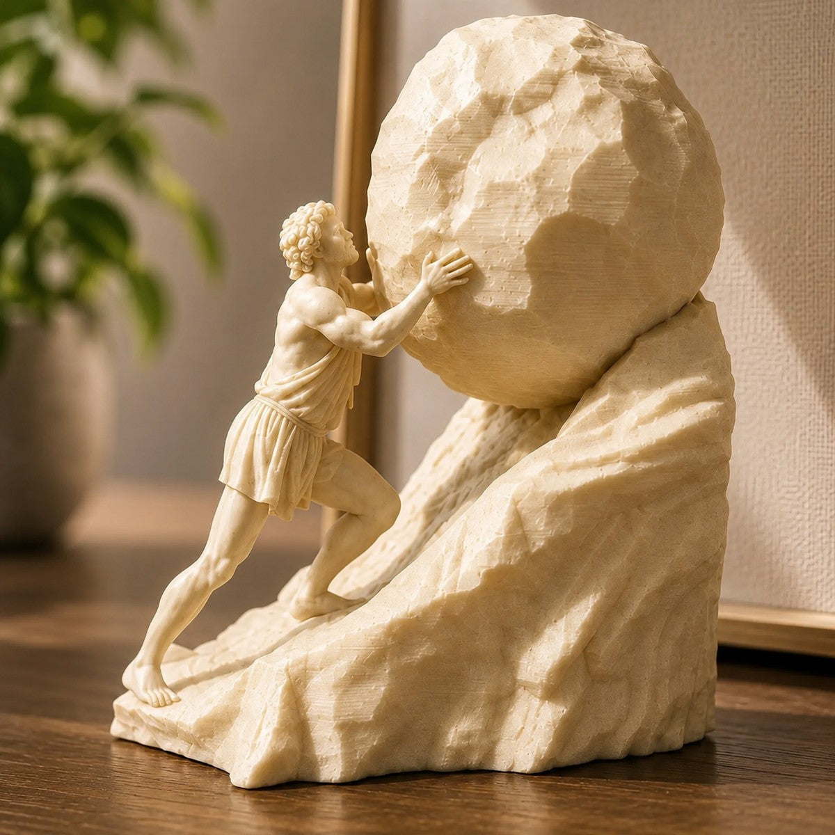 Close-up of the Sisyphus sculpture details