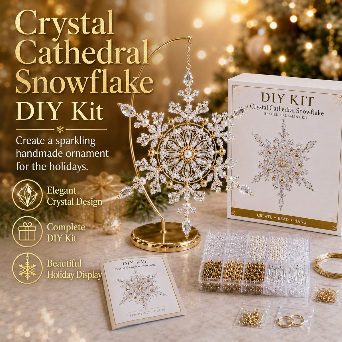 Elegant Christmas beaded snowflake crafting kit