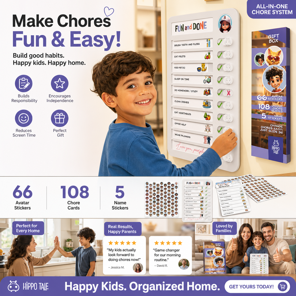 🥳 2026 Best Seller 🥳👧 Over 50,000 Sold! ⭐🏠 50% Off! Kids Chore Chart & Reward System – Reusable Daily Routine Responsibility Board ✨