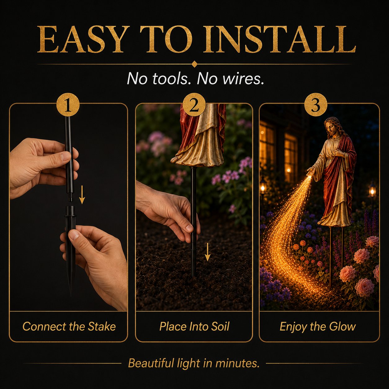 Simple installation steps for the solar garden light