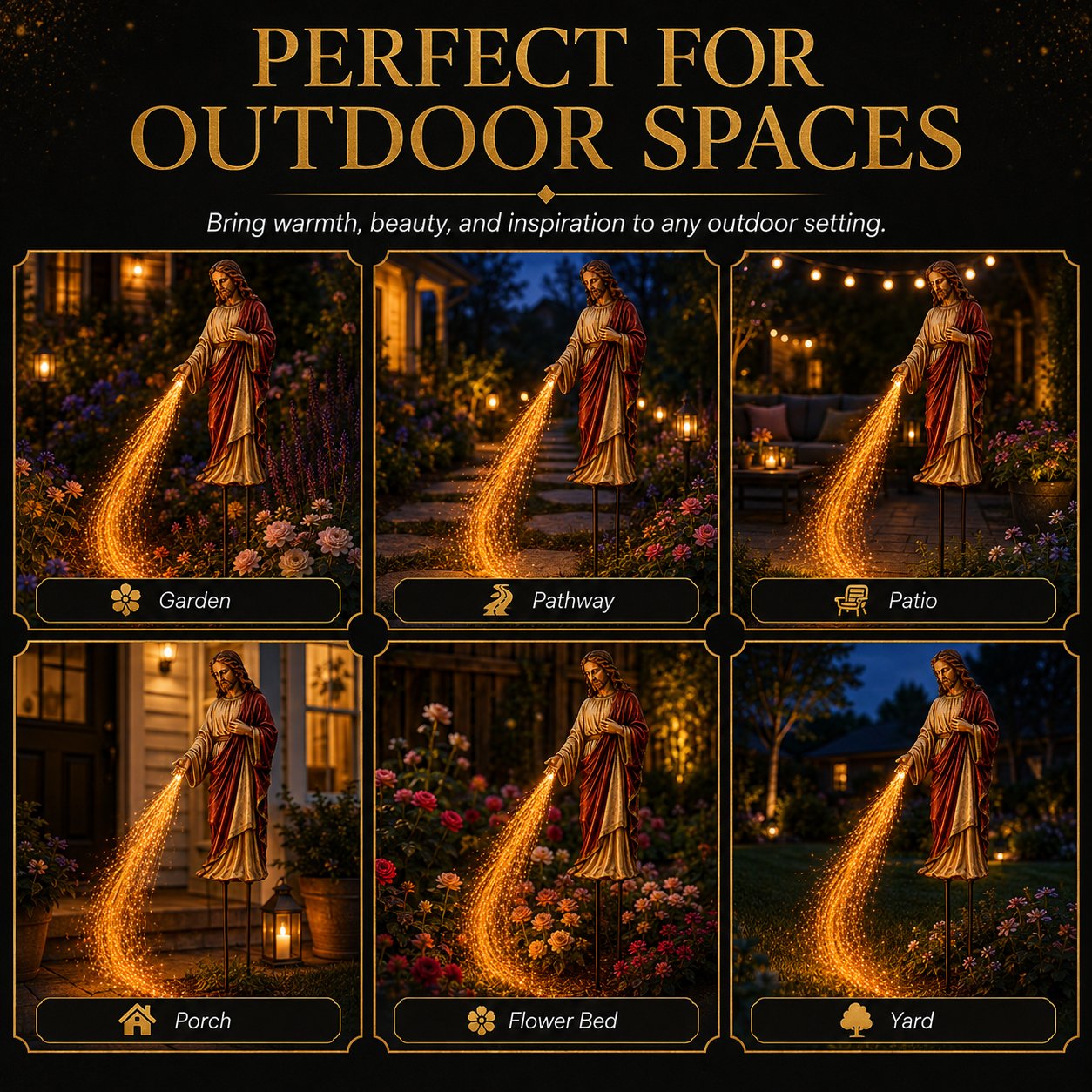 Different ways to use the Solar Jesus light outdoors