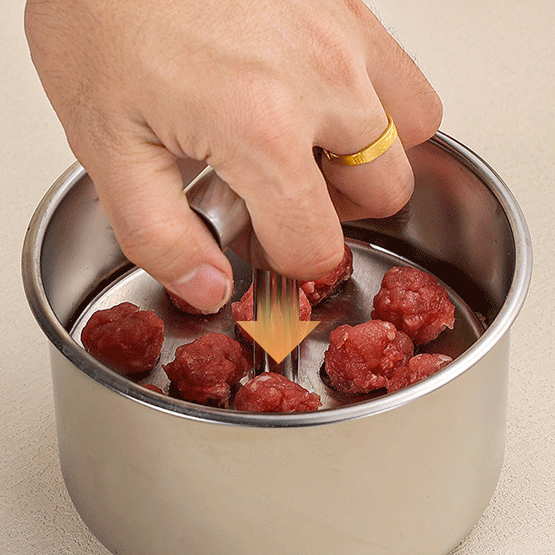 Kitchen form in stainless steel for meatballs