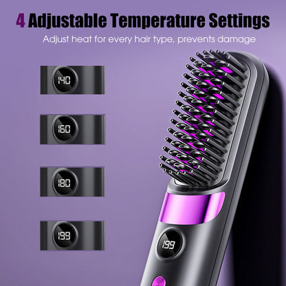 💇‍♀️ 3-in-1 Cordless Hair Straightening Brush – Straighten, Curl & Detangle Anywhere ✨