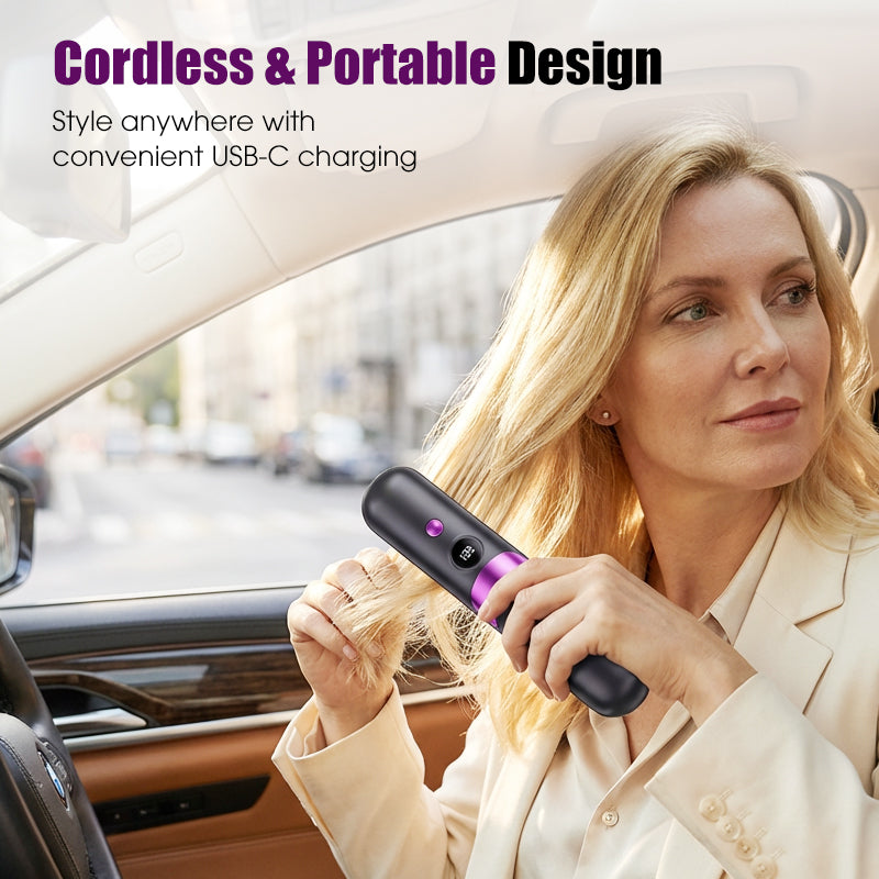 💇‍♀️ 3-in-1 Cordless Hair Straightening Brush – Straighten, Curl & Detangle Anywhere ✨