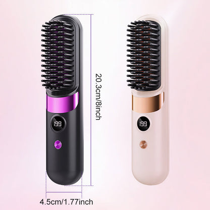 💇‍♀️ 3-in-1 Cordless Hair Straightening Brush – Straighten, Curl & Detangle Anywhere ✨