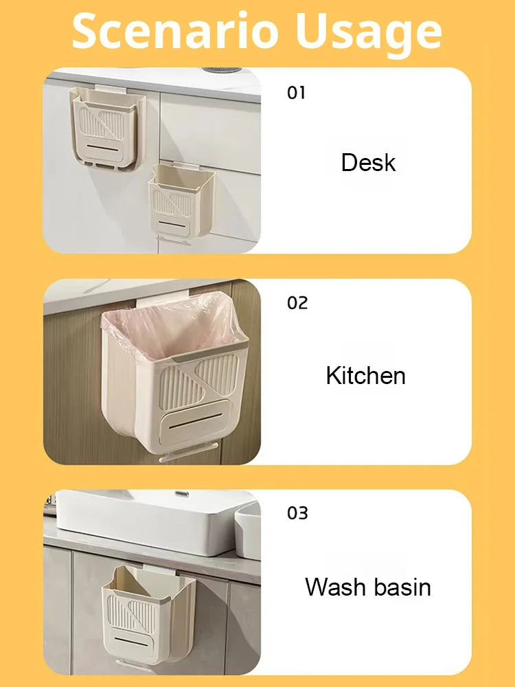 🛒🥬Foldable kitchen hanging trash can