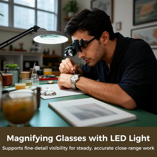 🔍💡 Hands-Free LED Magnifying Headset – Clear Close-Up Vision for Repairs, Crafts & Precision Work