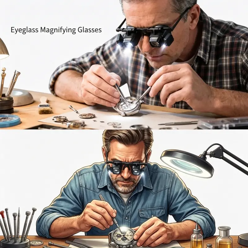 🔍💡 Hands-Free LED Magnifying Headset – Clear Close-Up Vision for Repairs, Crafts & Precision Work