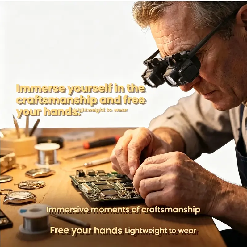 🔍💡 Hands-Free LED Magnifying Headset – Clear Close-Up Vision for Repairs, Crafts & Precision Work