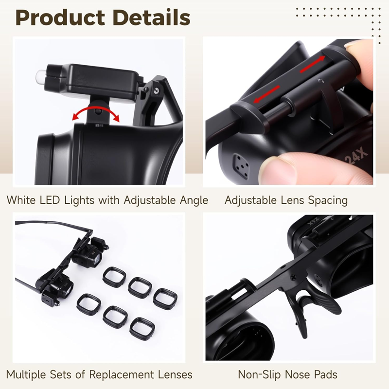 🔍💡 Hands-Free LED Magnifying Headset – Clear Close-Up Vision for Repairs, Crafts & Precision Work