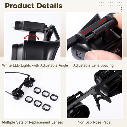 🔍💡 Hands-Free LED Magnifying Headset – Clear Close-Up Vision for Repairs, Crafts & Precision Work