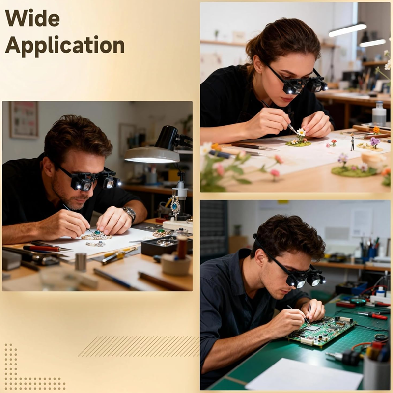 🔍💡 Hands-Free LED Magnifying Headset – Clear Close-Up Vision for Repairs, Crafts & Precision Work