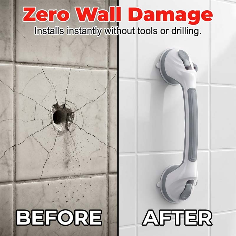 🚿✨ No-Drill Suction Support Handle – Quick-Install Bathroom Handhold for Shower & Tub
