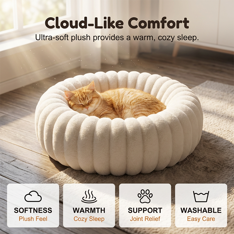 ☁️🐾 Cloud-Soft Round Comfort Bed for Cats & Dogs