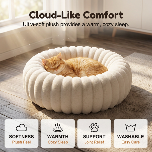 ☁️🐾 Cloud-Soft Round Comfort Bed for Cats & Dogs