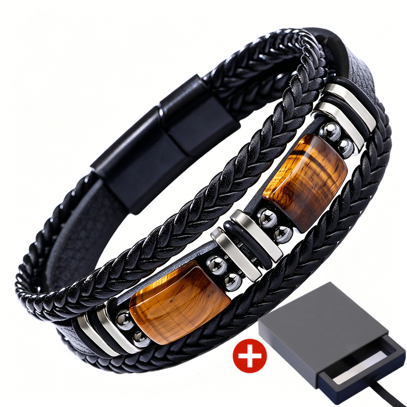 🖤✨ Urban Braided Leather Bracelet – Layered Unisex Wristwear for Everyday Style