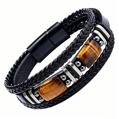 🖤✨ Urban Braided Leather Bracelet – Layered Unisex Wristwear for Everyday Style