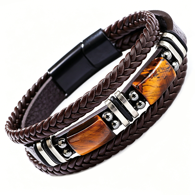 🖤✨ Urban Braided Leather Bracelet – Layered Unisex Wristwear for Everyday Style
