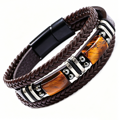 🖤✨ Urban Braided Leather Bracelet – Layered Unisex Wristwear for Everyday Style