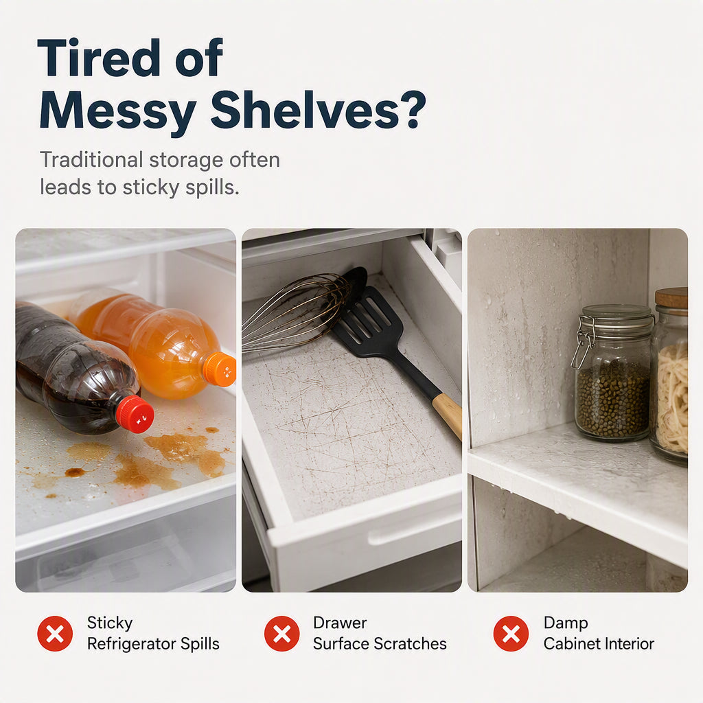 💧🧊 Waterproof Fridge Shelf Liners – Anti-Slip, Washable & Easy Cut-to-Fit Protection