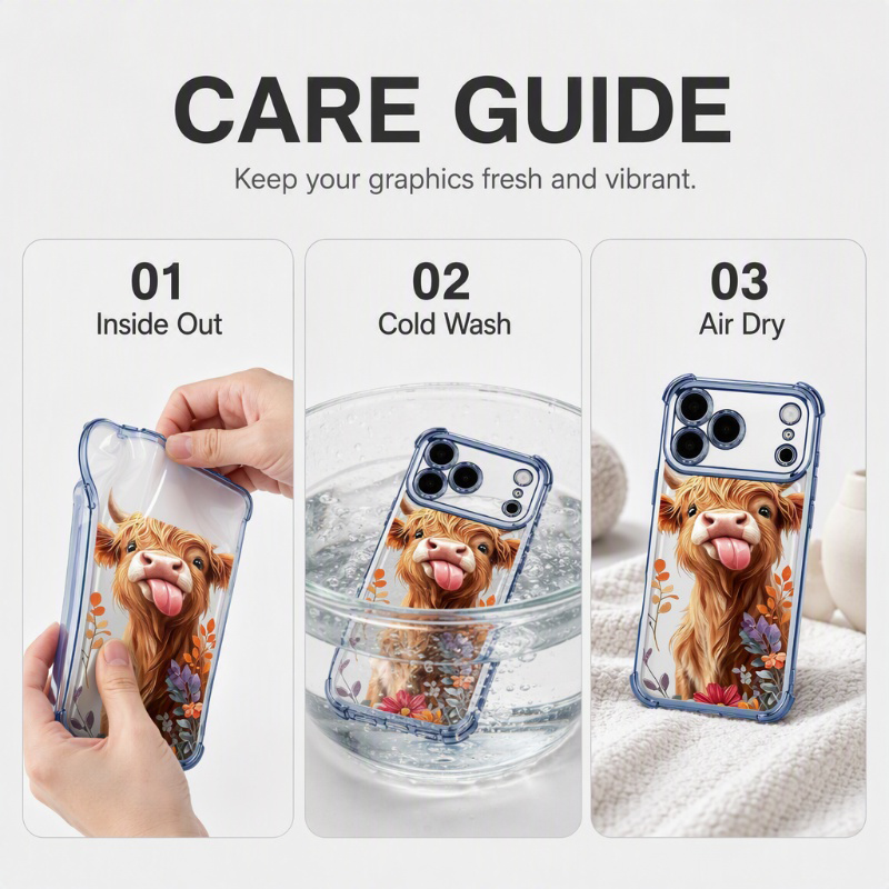🐮🌸 Highland Cow Art Phone Case – Colorful Protective Cover with Matching Wrist Strap