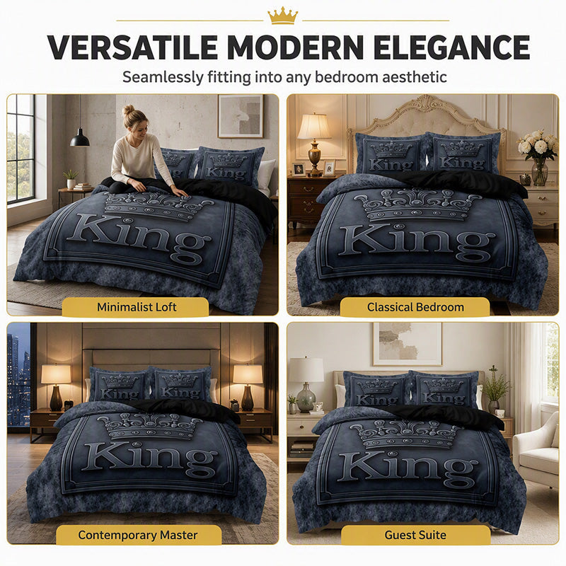 👑🛌 Royal Crown 3-Piece Bedding Collection