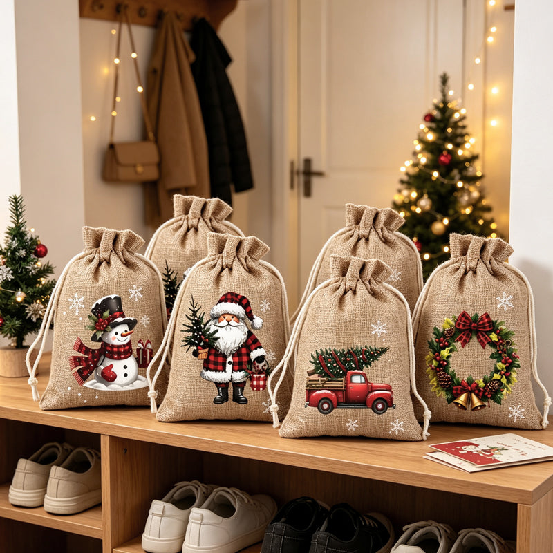 Reusable Christmas Drawstring Gift Bags – 10 × 15 cm