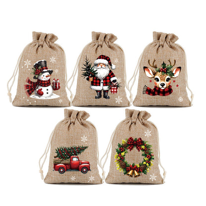Reusable Christmas Drawstring Gift Bags – 10 × 15 cm
