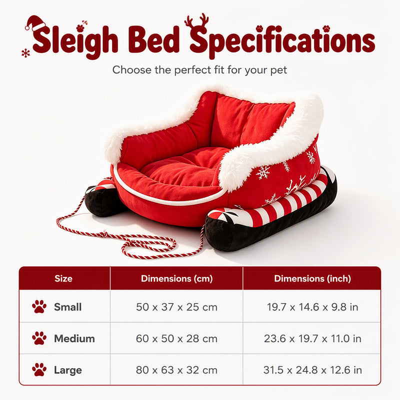 🎄🛷 Santa’s Little Rider Cozy Pet Sleigh – Festive Holiday Bed with Removable Cushion
