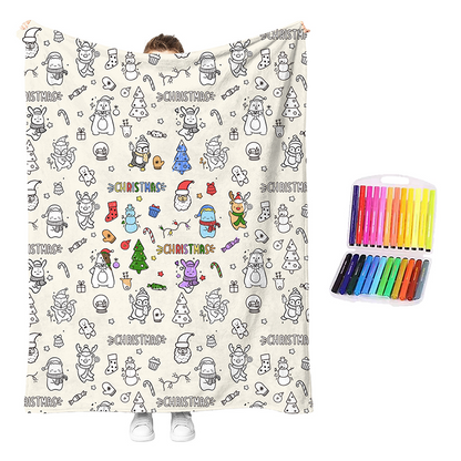 🎨🧸 Color-Me Cozy Blanket Set – Washable DIY Creative Craft for Kids