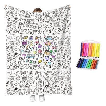 🎨🧸 Color-Me Cozy Blanket Set – Washable DIY Creative Craft for Kids