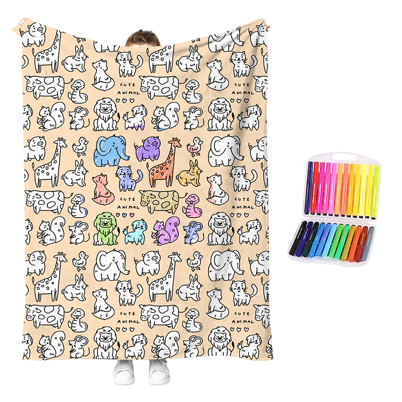 🎨🧸 Color-Me Cozy Blanket Set – Washable DIY Creative Craft for Kids