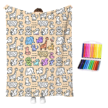 🎨🧸 Color-Me Cozy Blanket Set – Washable DIY Creative Craft for Kids