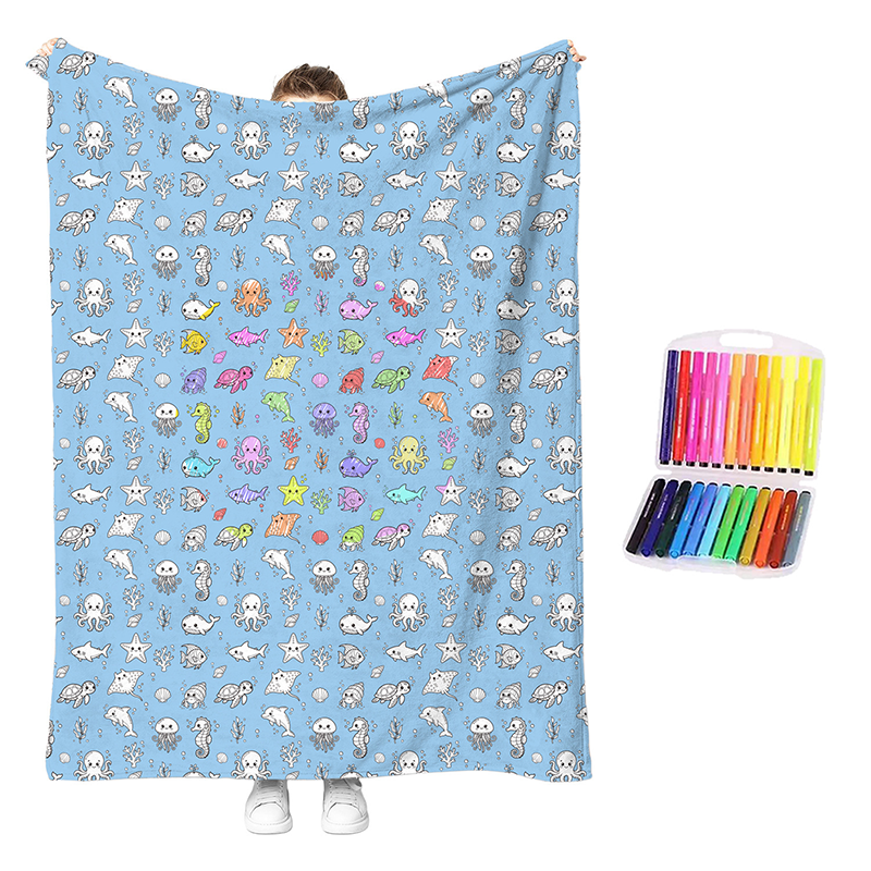 🎨🧸 Color-Me Cozy Blanket Set – Washable DIY Creative Craft for Kids