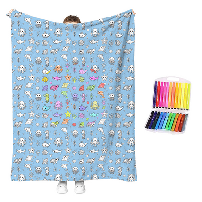 🎨🧸 Color-Me Cozy Blanket Set – Washable DIY Creative Craft for Kids