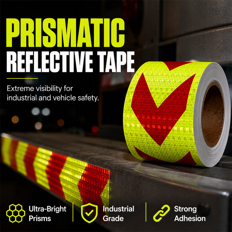 🔦➡️ Night-Glow Arrow Safety Tape – Waterproof Prismatic Reflective Strip for Vehicles & Equipment