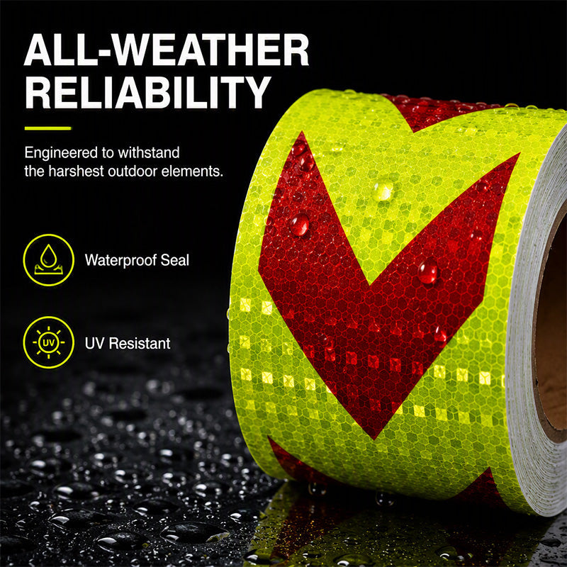 🔦➡️ Night-Glow Arrow Safety Tape – Waterproof Prismatic Reflective Strip for Vehicles & Equipment