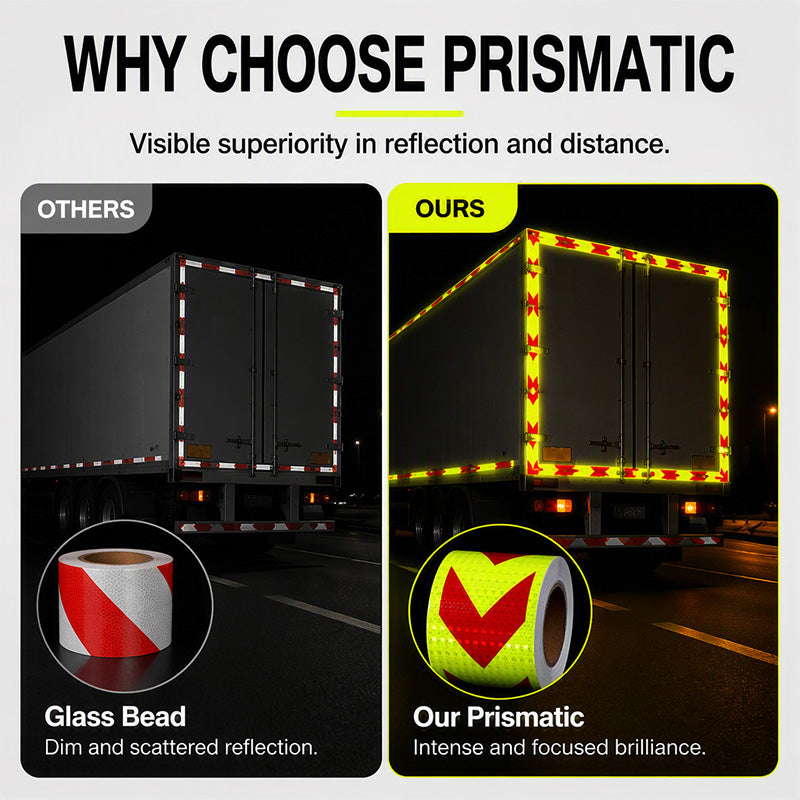 🔦➡️ Night-Glow Arrow Safety Tape – Waterproof Prismatic Reflective Strip for Vehicles & Equipment