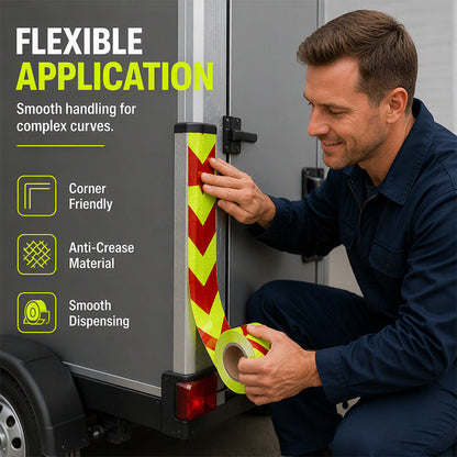 🔦➡️ Night-Glow Arrow Safety Tape – Waterproof Prismatic Reflective Strip for Vehicles & Equipment