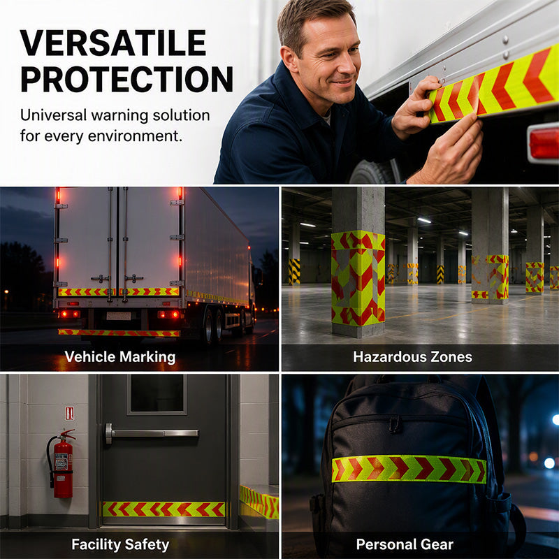 🔦➡️ Night-Glow Arrow Safety Tape – Waterproof Prismatic Reflective Strip for Vehicles & Equipment