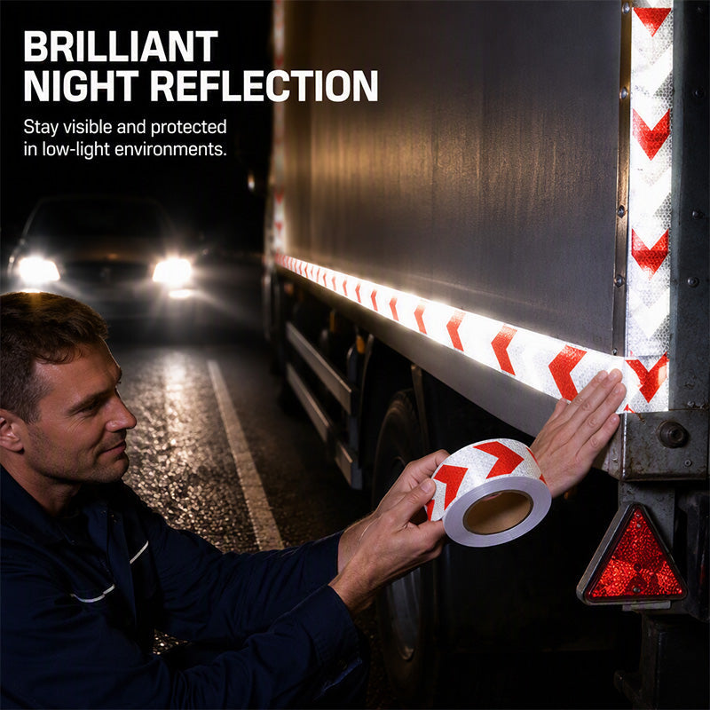 🔦➡️ Night-Glow Arrow Safety Tape – Waterproof Prismatic Reflective Strip for Vehicles & Equipment