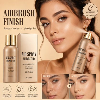 💨✨ Airbrush-Effect Spray Foundation – Waterproof, Lightweight & Buildable Flawless Coverage