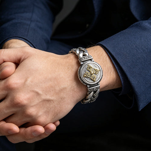 🧿⚙️ Rugged Spinner Bracelet – Vintage-Inspired Men’s Wrist Accessory