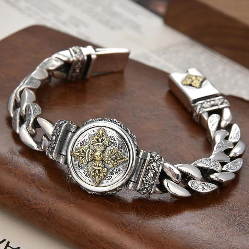 🧿⚙️ Rugged Spinner Bracelet – Vintage-Inspired Men’s Wrist Accessory