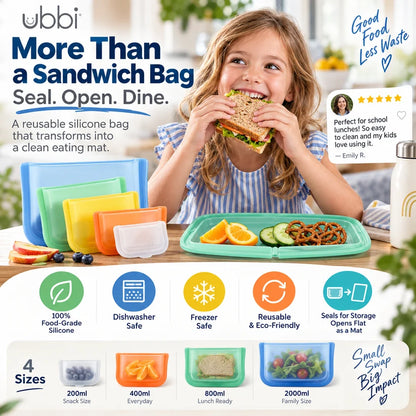 🥪 2-in-1 Silicone Food Bag – Store It, Open It, Eat From It
